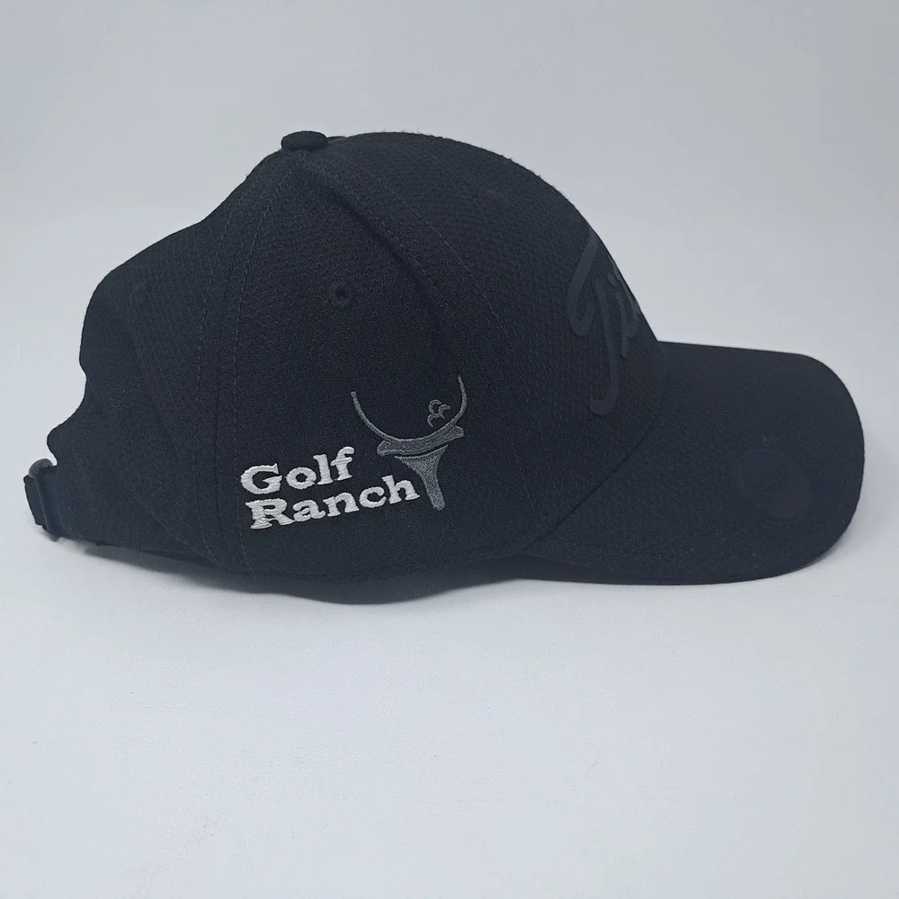 Titleist Brand Hat Cap Adjustable Strap Mens Black Golf Ranch Embroidered OSFM